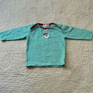 Boutique Embroidered Santa Striped Long Sleeve Baby / Toddler Shirt